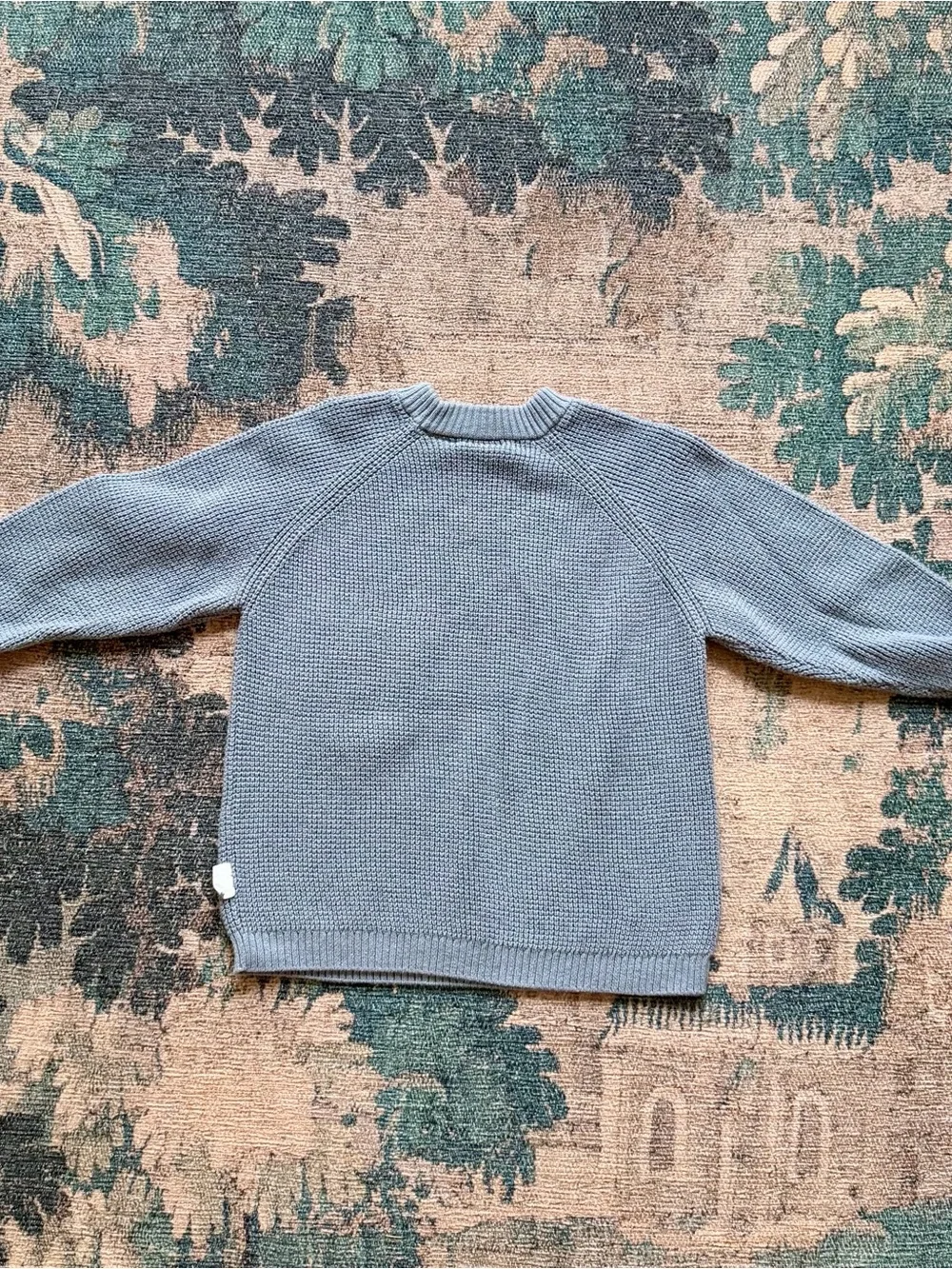 Zara Kids Waffle Knit Chunky Pocket Crewneck Sweater in Light Blue - 2-3 Years
